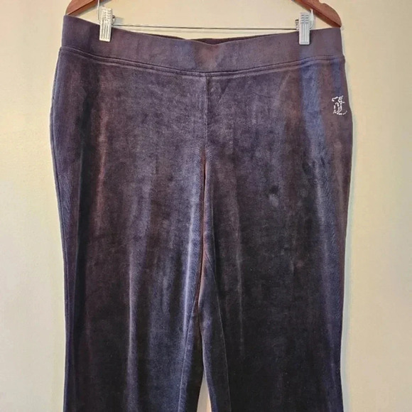 Juicy Couture Y2K Velvet Wide Leg Black 90's  Joggers Pants Black Size Large. - Picture 5 of 13